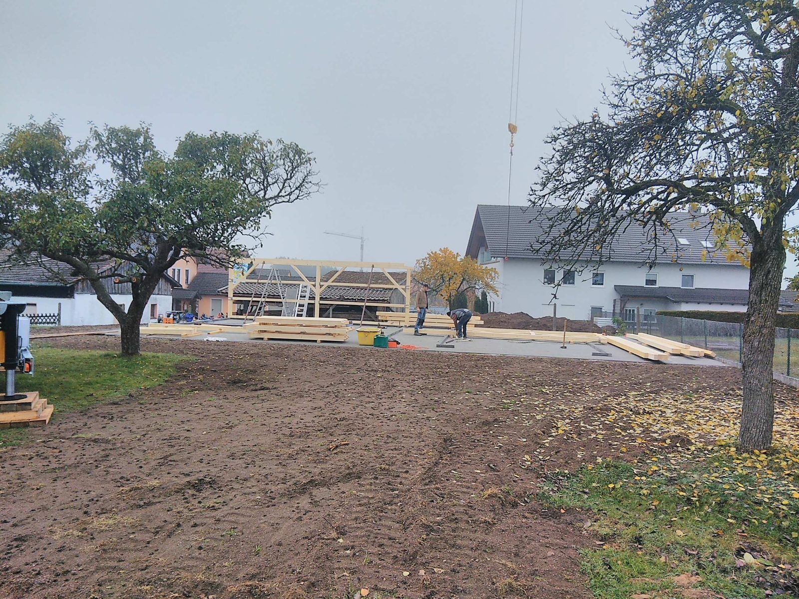 Abbundarbeiten in der Werkhalle, Foto 4